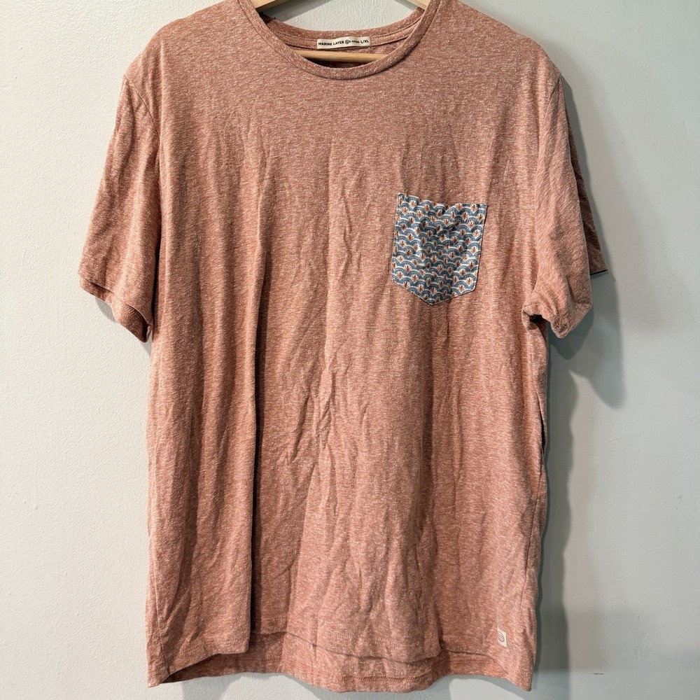 Marine Layer Re-Spun Shirt Mens L/XL Brown Pocket Tee Short Sleeve Crewneck